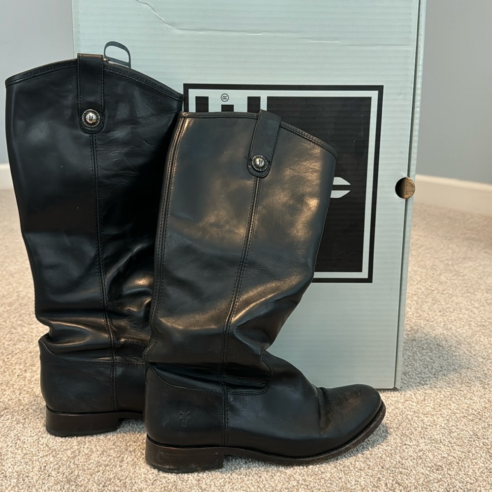 Frye Women’s Melissa Button Black Leather Boots
